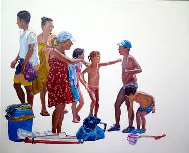 Original Figurative Beach Paintings by Jesus Manuel Moreno