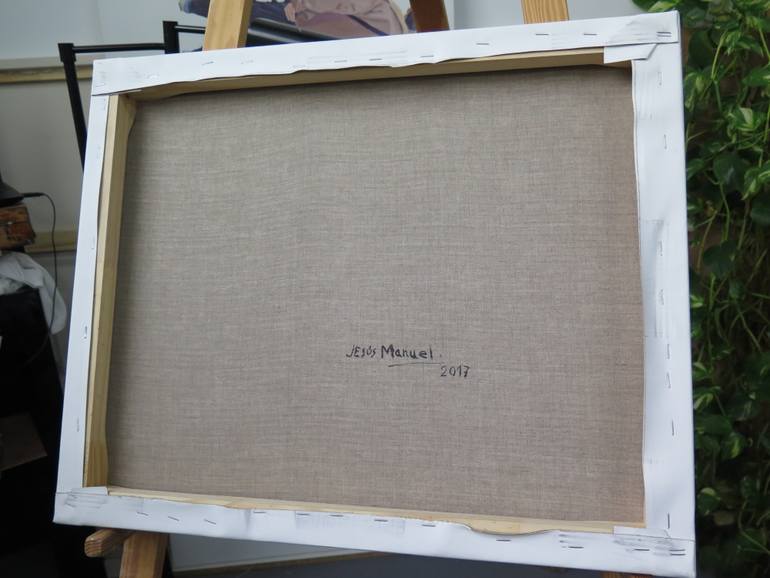 Original Figurative Beach Painting by Jesus Manuel Moreno 