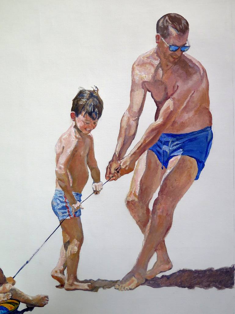 Original Figurative People Painting by Jesus Manuel Moreno 