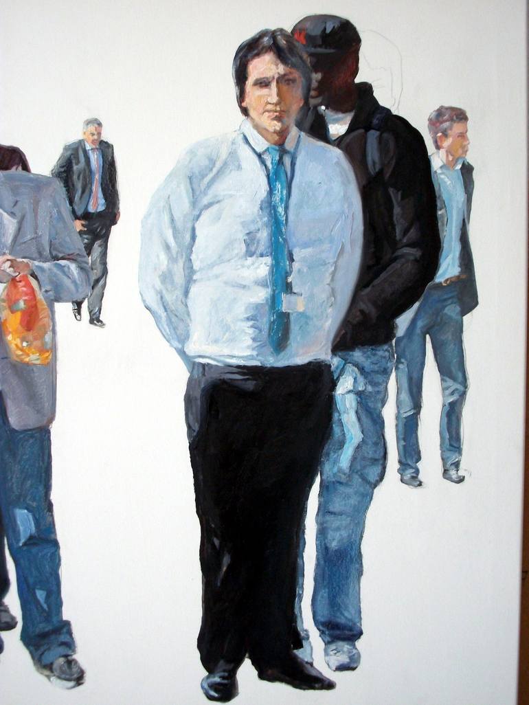 Original Figurative People Painting by Jesus Manuel Moreno 
