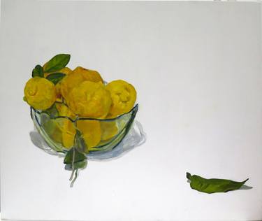 Lemons in a glass fruit bowl thumb