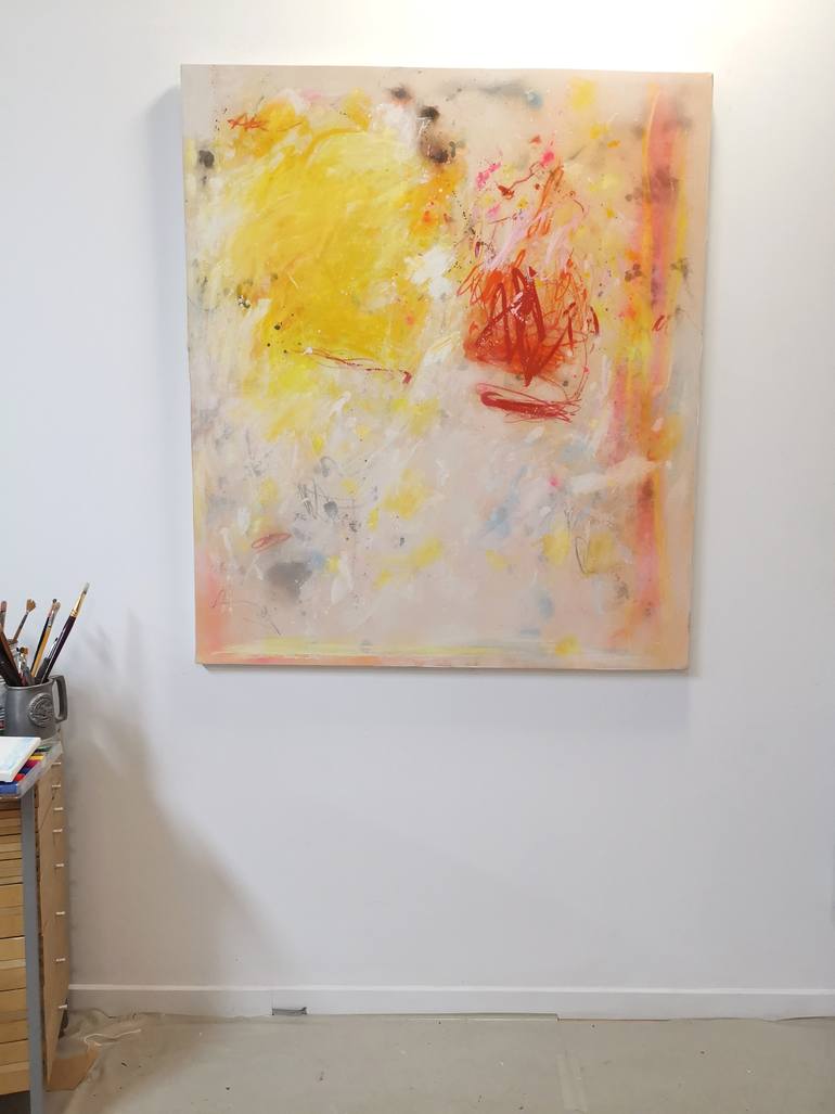 Original Abstract Expressionism Abstract Painting by Marie-José Domenjoz