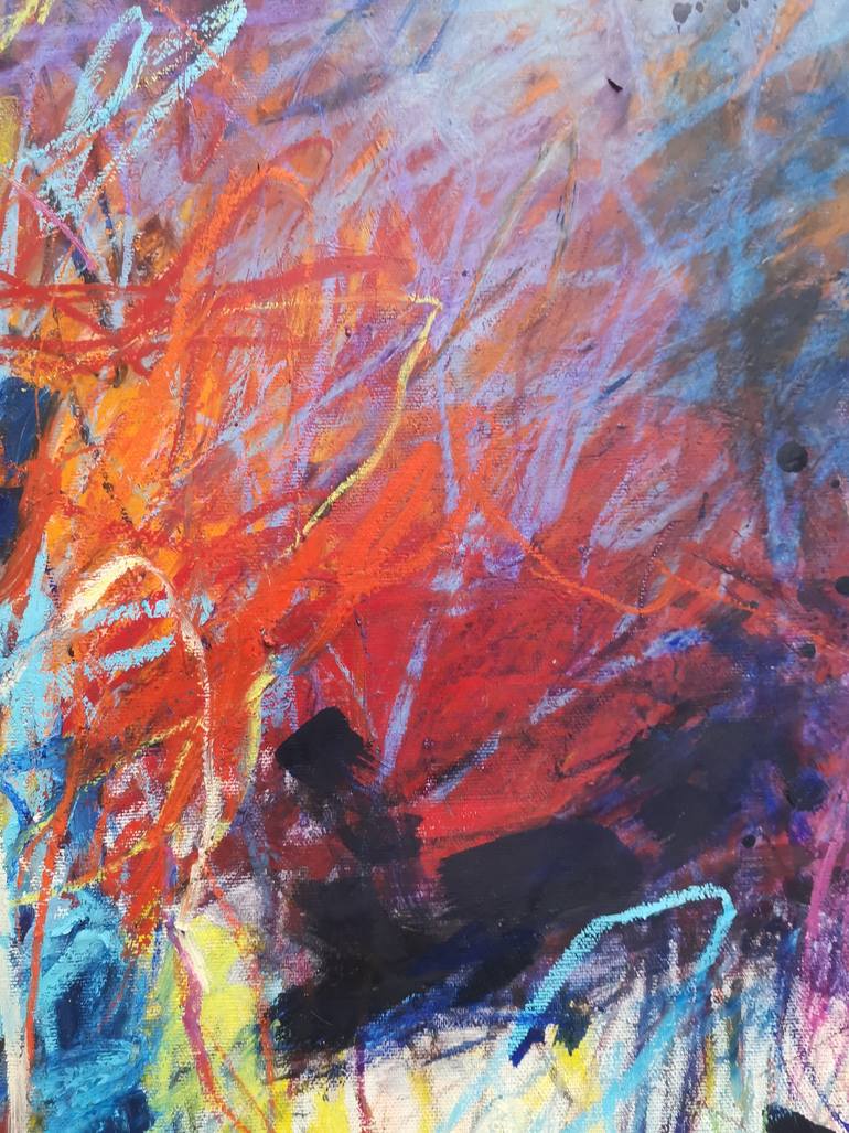 Original Abstract Expressionism Abstract Painting by Marie-José Domenjoz