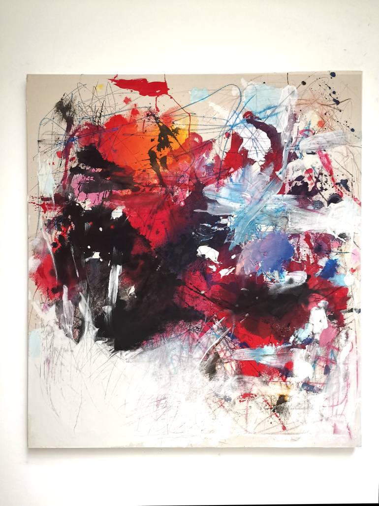 Original Abstract Expressionism Abstract Painting by Marie-José Domenjoz