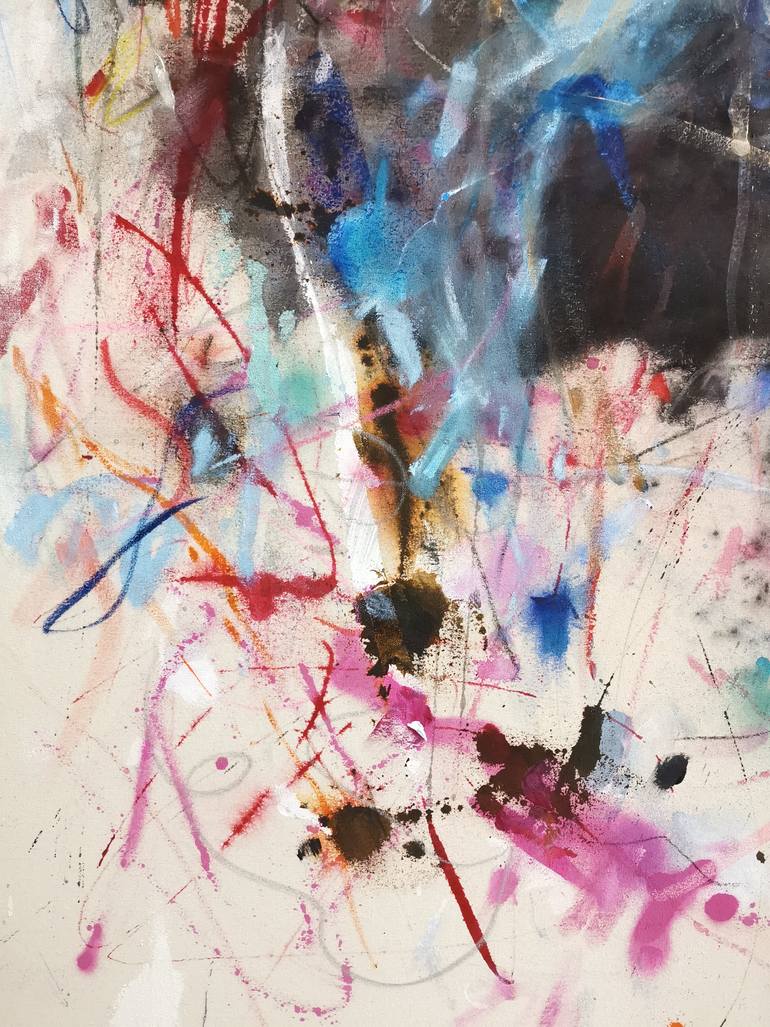 Original Abstract Expressionism Abstract Painting by Marie-José Domenjoz