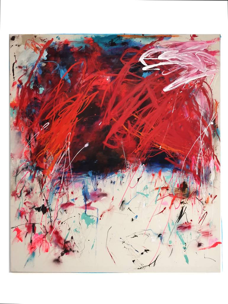 Original Abstract Expressionism Abstract Painting by Marie-José Domenjoz