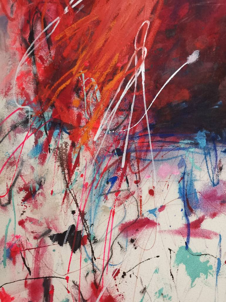 Original Abstract Expressionism Abstract Painting by Marie-José Domenjoz