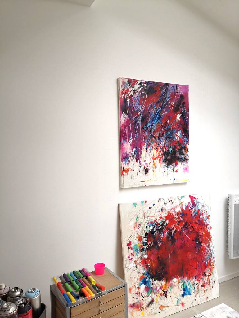 Original Abstract Expressionism Abstract Painting by Marie-José Domenjoz