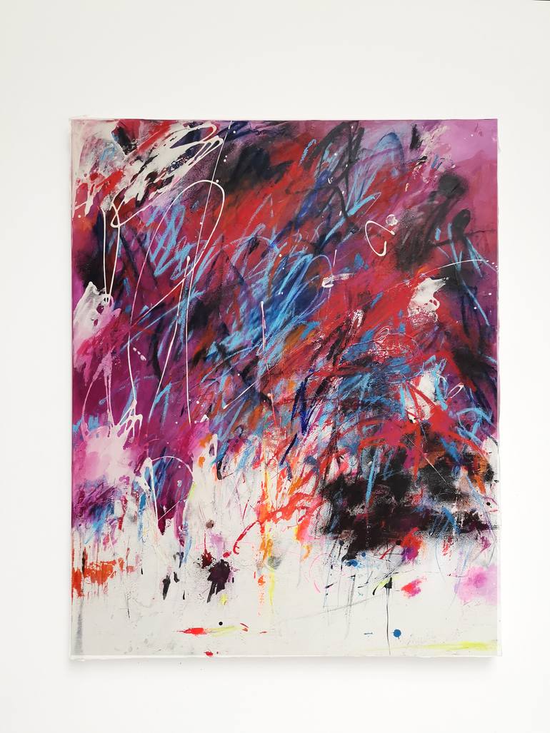 Original Abstract Expressionism Abstract Painting by Marie-José Domenjoz