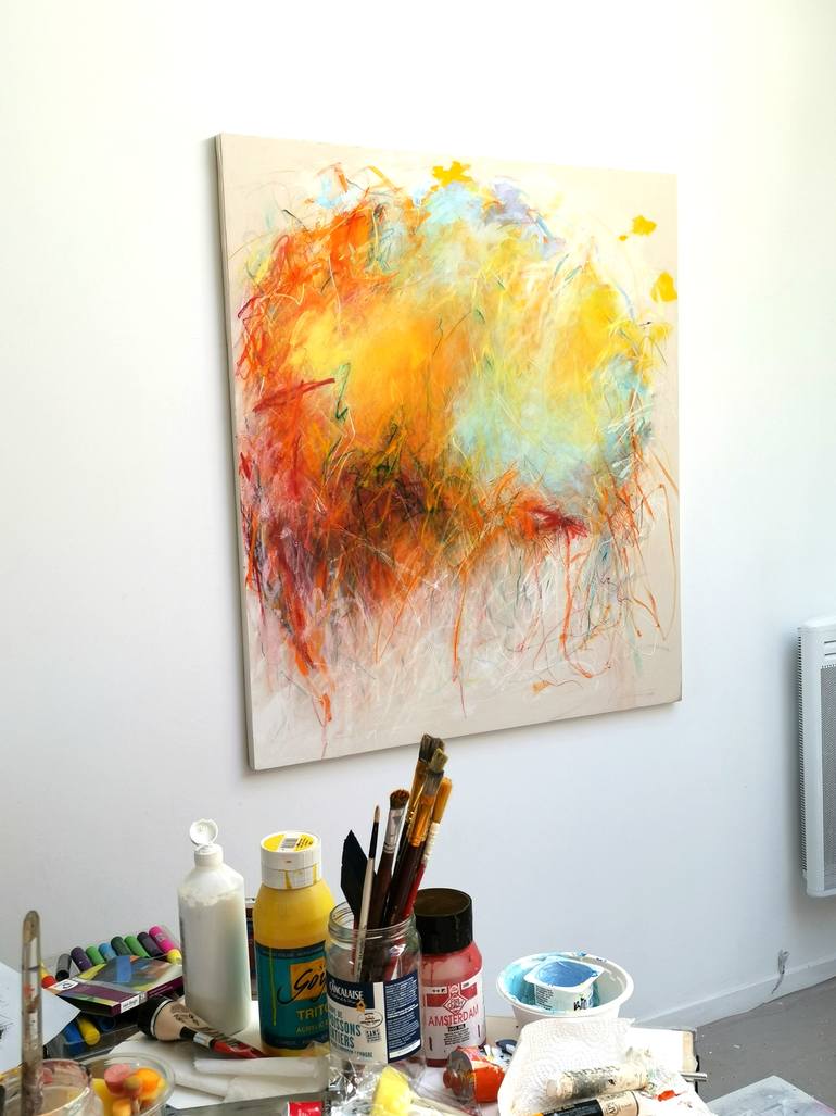 Original Abstract Expressionism Abstract Painting by Marie-José Domenjoz