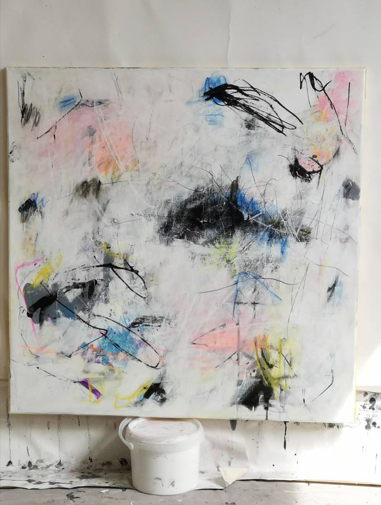 Original Abstract Expressionism Abstract Painting by Marie-José Domenjoz
