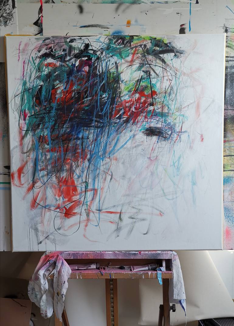 Original Abstract Expressionism Abstract Painting by Marie-José Domenjoz