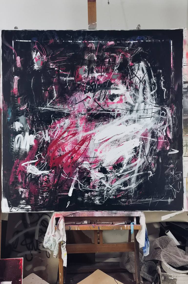 Original Abstract Expressionism Abstract Painting by Marie-José Domenjoz