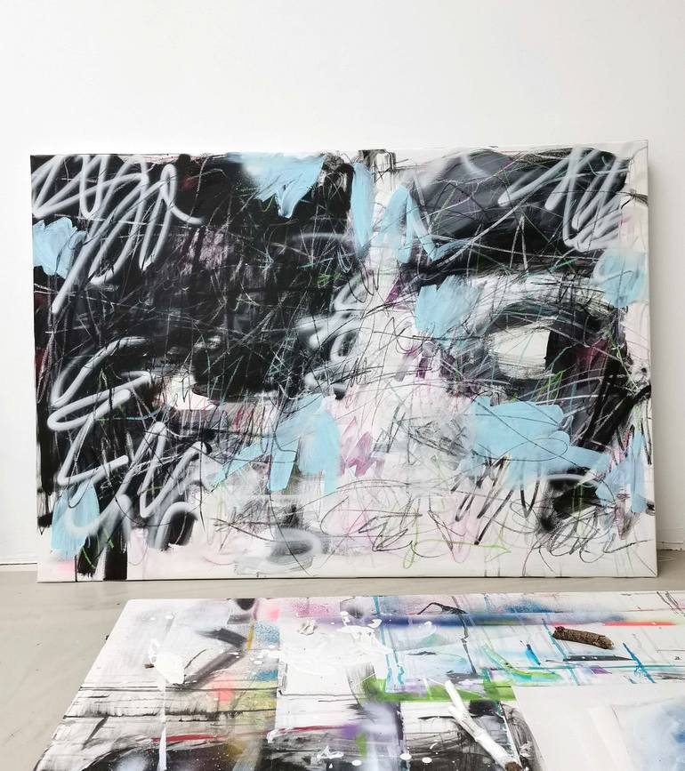 Original Abstract Expressionism Abstract Painting by Marie-José Domenjoz