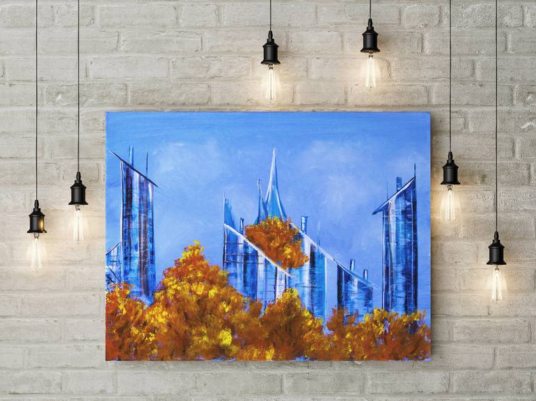 Original Abstract Cities Painting by Tetiana Surshko