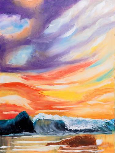 Ocean waves print of painting thumb