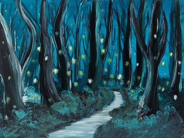 Night forest print of painting thumb