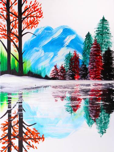 Snowy Mountain Art print of painting thumb