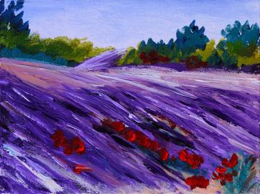 Lavender field art print of painting thumb