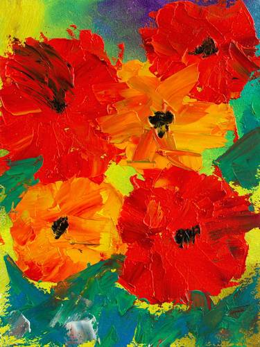 Original Abstract Floral Paintings by Tetiana Surshko