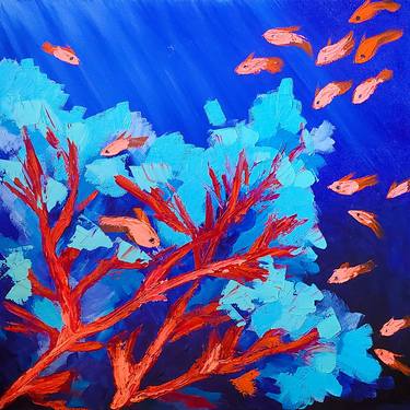 Original Abstract Fish Paintings by Tetiana Surshko