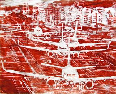 Print of Pop Art Airplane Paintings by Marthe Hauser