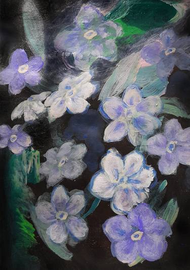 Flowers in the darkness - original acrylic artwork on paper thumb