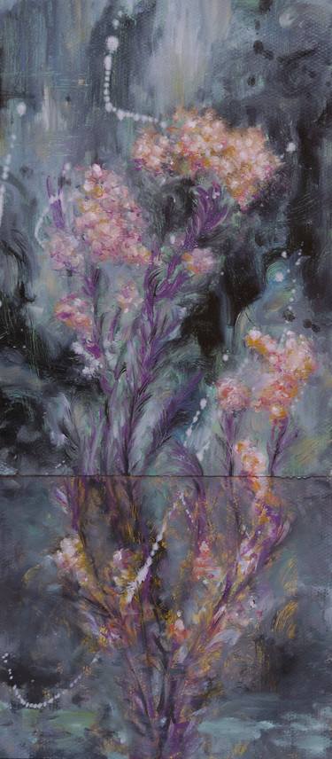 Original Abstract Expressionism Floral Paintings by Meevi Choi