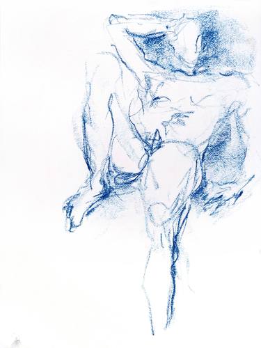 Nude figure drawing - Male model lying thumb