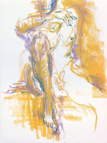 Nude figure drawing - Male model sitting thumb