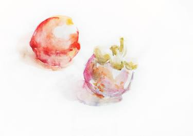 Fruit study - Nectarines and mangosteen by water color thumb