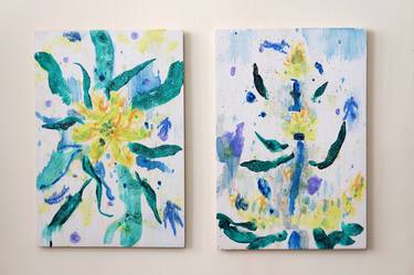 Original Abstract Floral Paintings by Meevi Choi