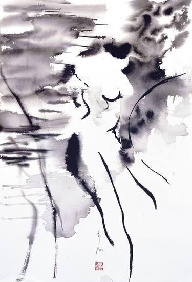 Original Abstract Expressionism People Drawings by Meevi Choi
