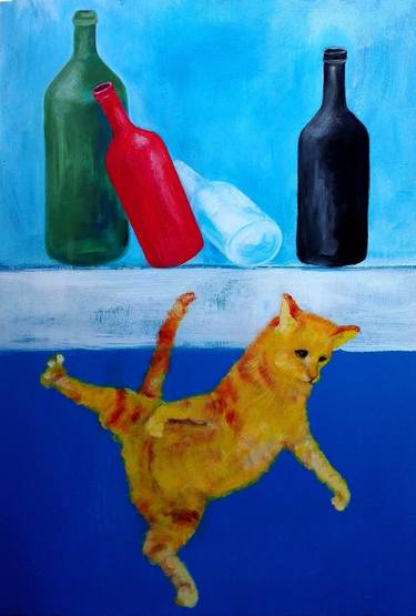 Original Cats Paintings by Gusa Ramishvili