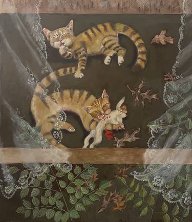 Original Conceptual Cats Painting by Sharon Sayegh