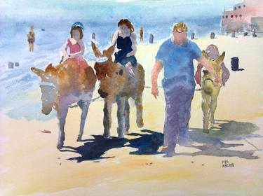 Original Figurative Beach Paintings by Phil Archer
