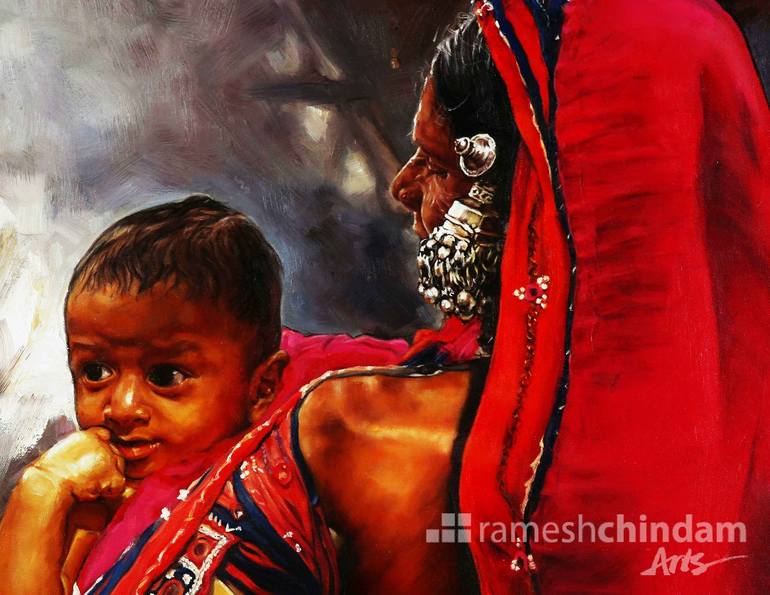 Curious Painting by Ramesh Chindam | Saatchi Art