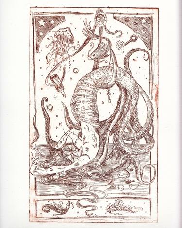 Original Surrealism Classical Mythology Printmaking by Karolina Skorek