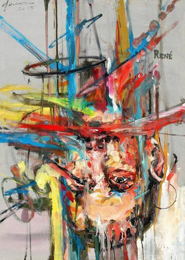 Original Abstract Expressionism Portrait Paintings by Massimo Damico