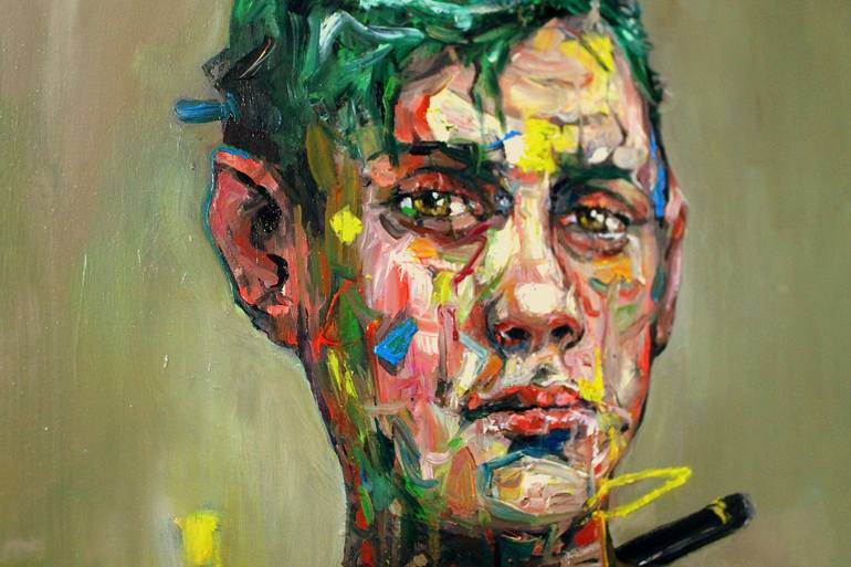 Original Expressionism Portrait Painting by Massimo Damico