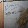 back of the painting canvas framed with signature/date and title