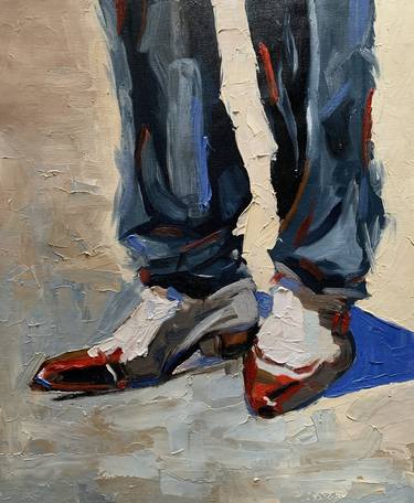 FASHION MAN SHOES. PALETTE KNIFE, IMPASTO. thumb