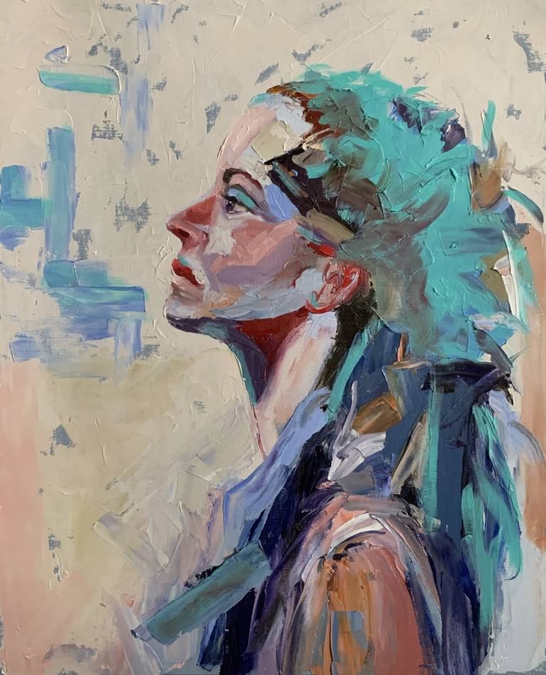Portrait exploration in acrylic and palette knife on canvas. : r/painting
