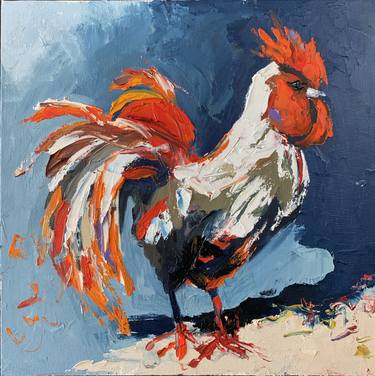 Rooster oil painting. thumb