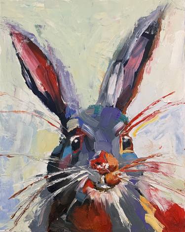 Rabbit, buny oil painting. thumb