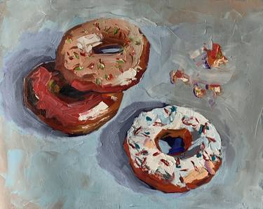 Donuts. Still life Original oil painting. thumb