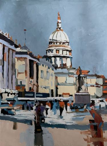 Trafalgar Square. London. Original cityscape oil painting.#2 thumb