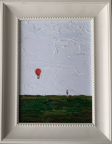 Red air balloon. Abstract landscape. thumb