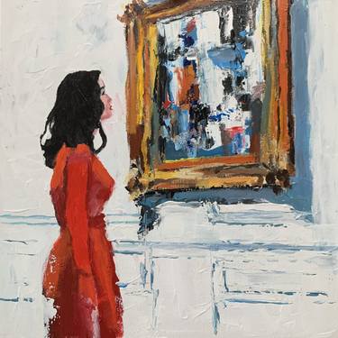 Young woman in a Museum. Inspired by abstract art. thumb