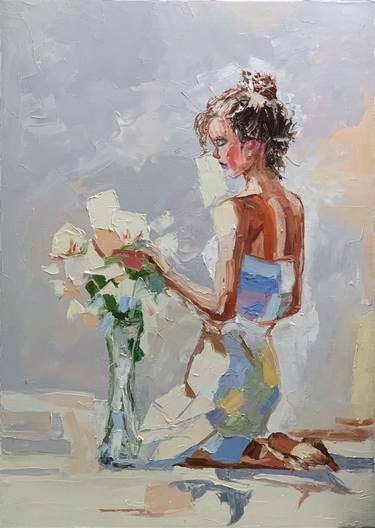 Woman with the flowers. thumb